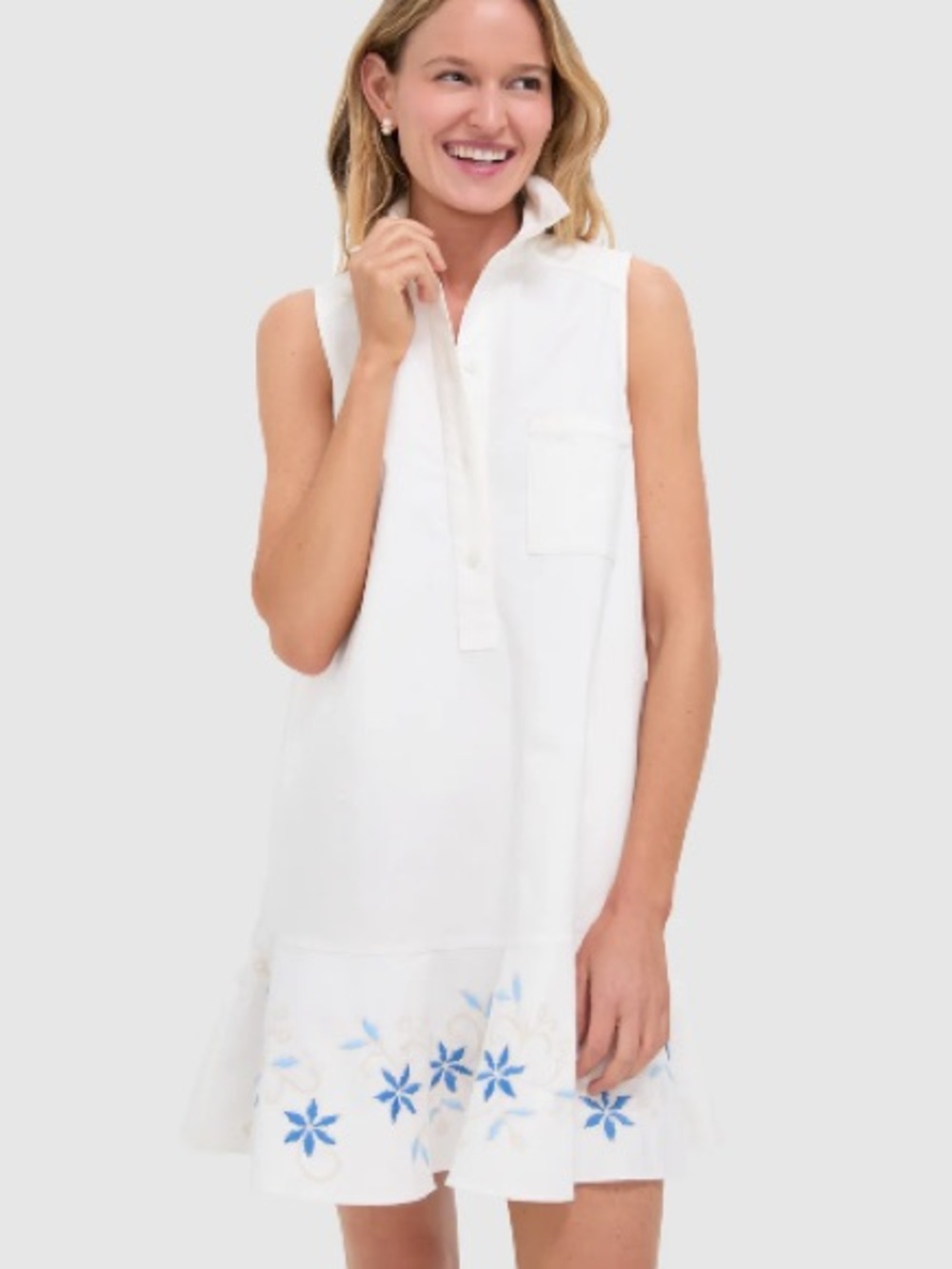 Tuckernuck White Sleeveless Embroidered Dress Shift